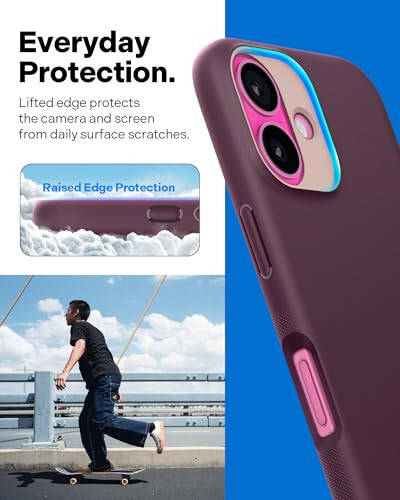 Чехол Caseology Nano Pop Mag для iPhone 16 [Двухслойный силиконовый чехол, совместимый с Magsafe] Военного стандарта, устойчивый к падениям (2024) - Вишневая фасоль - 6