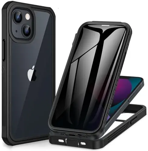 Чехол CENHUFO Privacy для iPhone 13 Mini, полноразмерный чехол для телефона со встроенной защитной пленкой из закаленного стекла 9H, защита от подглядывания, противоударный защитный бампер, прозрачная крышка - черный - 1