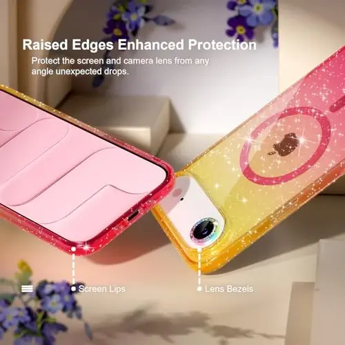 Чехол Choiche Magnetic для iPhone 17 Air с поддержкой MagSafe, милый женский блестящий чехол с защитой для камеры с бриллиантами, защита от падений военного класса 6,5