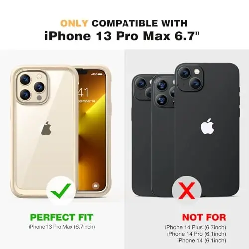 Чехол Diaclara для iPhone 13 Pro Max, ударопрочный корпус на все тело со встроенным сенсорным защитным экраном от царапин, мягкий бампер из ТПУ для iPhone 13 Pro Max, 6,7 дюйма, золотой - 2