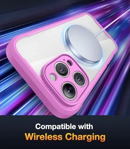 Чехол Diaclara Magnetic для iPhone 16 Pro Max, прочный полноразмерный корпус с чувствительной к касанию защитной пленкой, совместим с MagSafe, мягкий бампер для iPhone 16 Pro Max 6.9 дюйма, розовый - 4