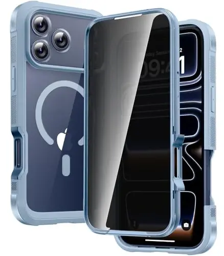 Чехол Diaclara Magnetic для iPhone 17 Pro, 6,3 дюйма [полная защита камеры], бампер для всего корпуса, [совместим с MagSafe], чехол для телефона со встроенной защитной пленкой для экрана, синий 