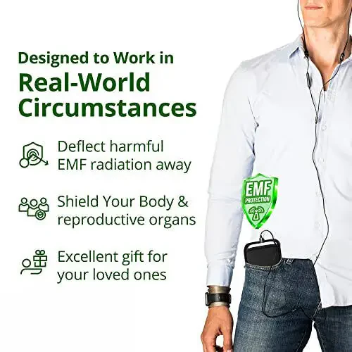 Чехол для сотового телефона с антирадиационной защитой Shield Your Body, Чехлы для сотовых телефонов для блокировки ЭМИ, Блокировщик излучения для сотового телефона, Черный, XL, для телефонов шириной до 3,25 дюймов (размер чехла 7 x 4,25 дюймов) - 11