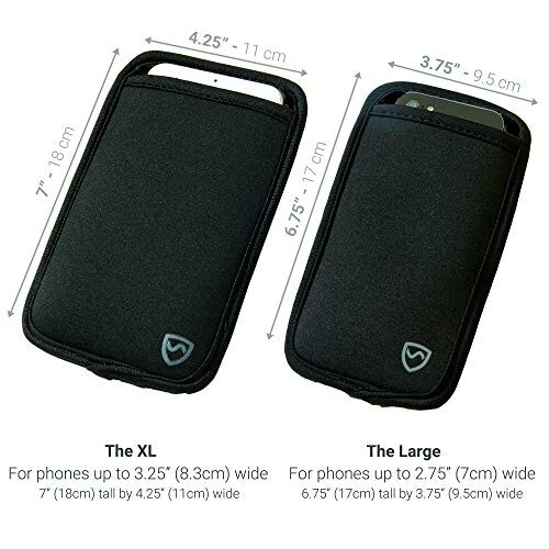 Чехол для сотового телефона с антирадиационной защитой Shield Your Body, Чехлы для сотовых телефонов для блокировки ЭМИ, Блокировщик излучения для сотового телефона, Черный, XL, для телефонов шириной до 3,25 дюймов (размер чехла 7 x 4,25 дюймов) - 3