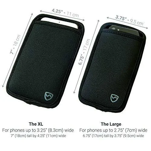 Чехол для сотового телефона с антирадиационной защитой Shield Your Body, Чехлы для сотовых телефонов для блокировки ЭМИ, Блокировщик излучения для сотового телефона, Черный, XL, для телефонов шириной до 3,25 дюймов (размер чехла 7 x 4,25 дюймов) - 3