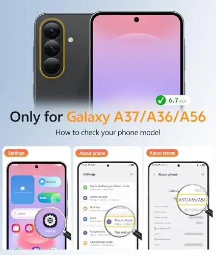 Чехол для телефона FNTCASE для Galaxy A37 5G: Чехол для Samsung A36 5G [Совместимо с Magsafe] Матовый полупрозрачный [Защитное стекло] Защита военного класса для чехлов Samsung A37 и A36 - Черный - 2