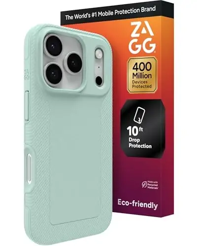 Чехол для телефона ZAGG Luxe Snap для iPhone 17 Pro — Green Serene Mint, прочный графен для защиты от падений (3 м), тонкий легкий дизайн, совместимость с MagSafe 