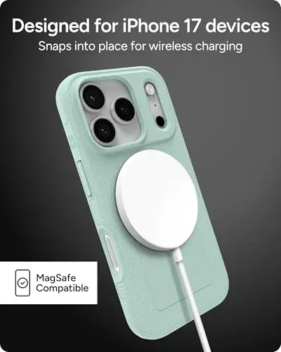 Чехол для телефона ZAGG Luxe Snap для iPhone 17 Pro — Green Serene Mint, прочный графен для защиты от падений (3 м), тонкий легкий дизайн, совместимость с MagSafe - 5