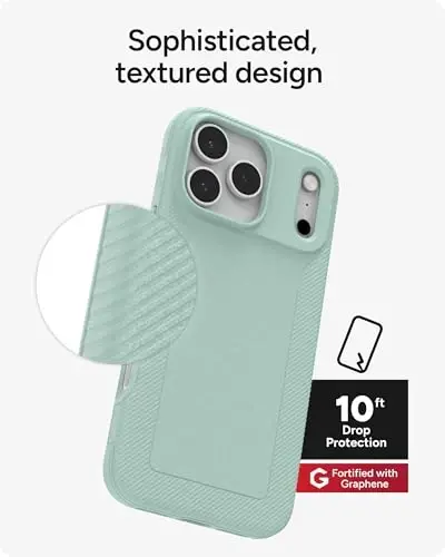 Чехол для телефона ZAGG Luxe Snap для iPhone 17 Pro Max — зеленый Serene Mint, прочный графен для защиты от падений (10 футов / 3 м), тонкий легкий дизайн, совместимость с MagSafe - 6