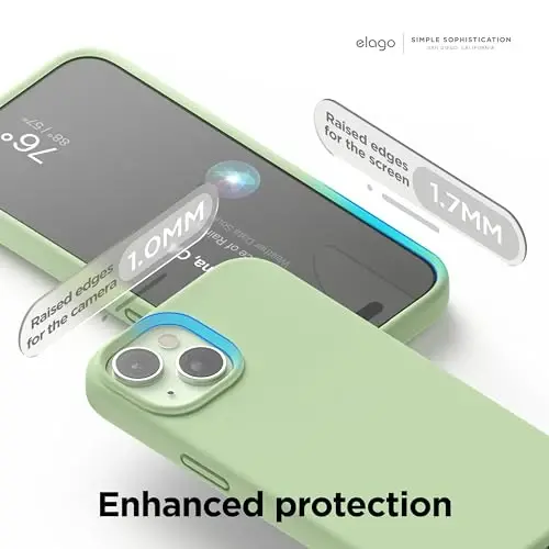 Чехол elago для iPhone 15, жидкий силикон, защита корпуса, противоударный, тонкий, анти-царапины, мягкая микрофибра, 6.1 дюйма (пастельно-зеленый) - 4