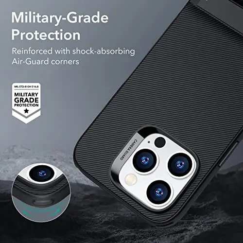Чехол ESR для iPhone 14 Pro, 3 режима подставки, защита от падений военного уровня, поддержка беспроводной зарядки, тонкая задняя панель с подставкой, чехол для iPhone 14 Pro, металлический чехол с подставкой, черный - 4