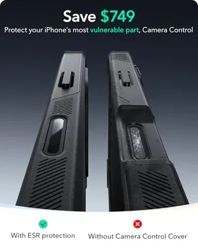 Чехол ESR для iPhone 16 Pro Max со стендом, 23FT противоударный военного класса, усиленный магнитный чехол для телефона, совместимый с аксессуарами MagSafe, серия Cyber, черный - 3