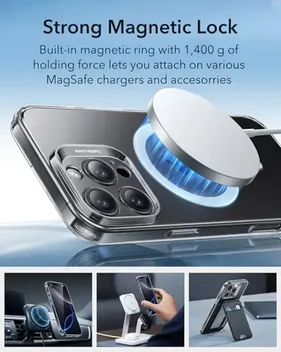Чехол ESR для iPhone 16 Pro, совместимый с MagSafe, защита камеры, ударопрочный тонкий чехол, устойчив к пожелтению и царапинам, магнитный чехол для iPhone 16 Pro, серия Zero, прозрачный 