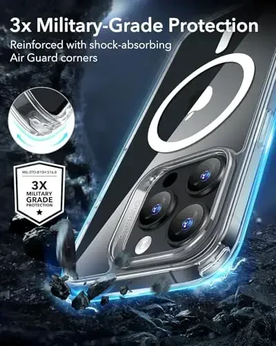 Чехол ESR для iPhone 16 Pro, управление камерой, совместимый с MagSafe, защита от ударов военного уровня, магнитный чехол для телефона iPhone 16 Pro, классический гибридный чехол (HaloLock), прозрачный - 3