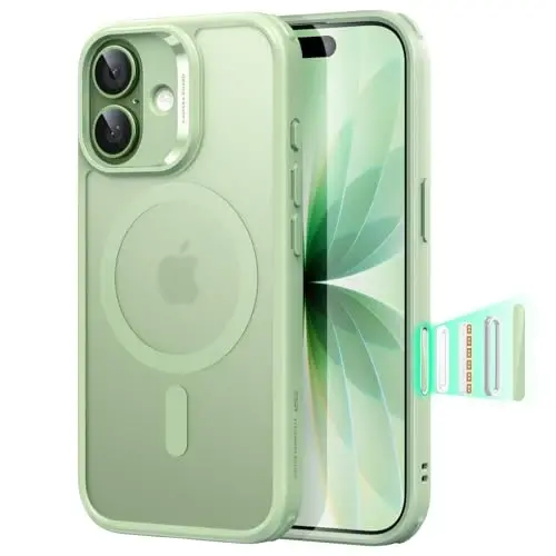 Чехол ESR для iPhone 17, защита управления камерой, совместимость с MagSafe, ударопрочная защита военного класса, магнитный чехол, Classic Hybrid, матовый светло-зеленый 