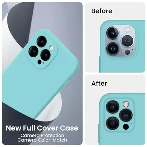 Чехол FireNova для iPhone 13 Pro Max, силиконовый [защита камеры], чехол для телефона, мягкая подкладка из микрофибры против царапин, 6,7 дюйма, морской синий - 4