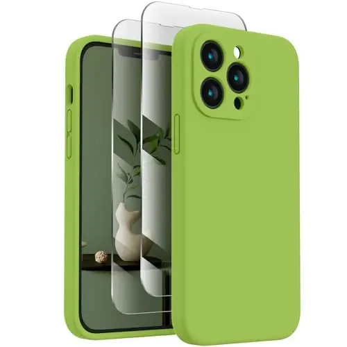 Чехол FireNova для iPhone 13 Pro Max, силиконовый [защита камеры], мягкая подкладка из микрофибры, предотвращающая царапины, 6,7 дюйма, цвет Sprout Green 