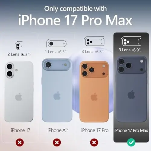 Чехол FireNova Magnetic для iPhone 17 Pro Max, совместимый с MagSafe, [со встроенной силиконовой кнопкой управления камерой] [защита камеры], чехол из микрофибры с защитой от царапин, 6,9 дюйма, черный - 2