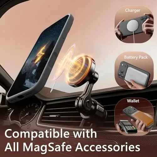 Чехол FireNova Magnetic для iPhone 17 Pro Max, совместимый с MagSafe, [Встроенная силиконовая кнопка управления камерой] [Защита камеры] Чехол из микрофибры с защитой от царапин, 6,9 дюйма, космический серый 