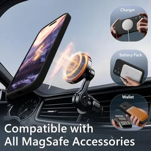 Чехол FireNova Magnetic для iPhone 17, совместимый с MagSafe, [со встроенной силиконовой кнопкой управления камерой] [защита камеры], чехол с защитой от царапин и подкладкой из микрофибры, 6.3