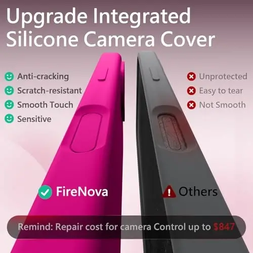 Чехол FireNova Magnetic для iPhone 17, совместимый с MagSafe, [Встроенная силиконовая кнопка управления камерой] [Защита камеры] Защита от царапин, подкладка из микрофибры, 6,3 дюйма, ярко-розовый - 3