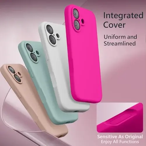 Чехол FireNova Magnetic для iPhone 17, совместимый с MagSafe, [Встроенная силиконовая кнопка управления камерой] [Защита камеры] Защита от царапин, подкладка из микрофибры, 6,3 дюйма, ярко-розовый - 4