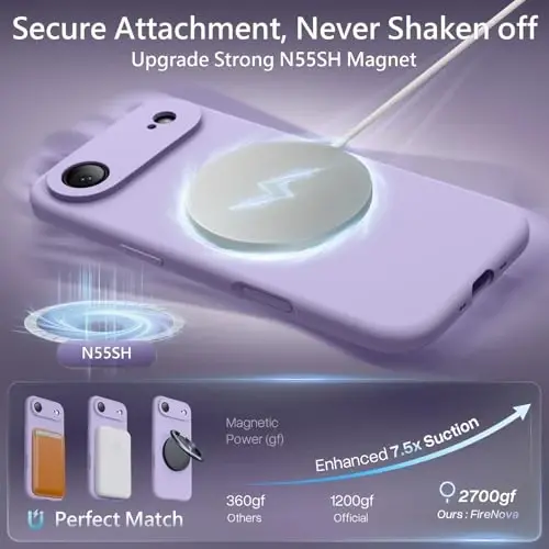 Чехол FireNova Magnetic для iPhone Air, совместимый с MagSafe, [встроенная силиконовая кнопка управления камерой] [защита камеры], чехол с подкладкой из микрофибры для iPhone 17 Air, 6,5
