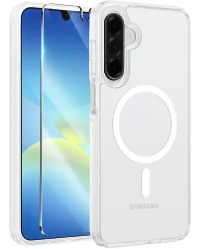 Чехол FNTCASE для Galaxy A26 5G: Матовый полупрозрачный магнитный чехол с защитой от падений военного класса — тонкий, прочный, ударопрочный защитный чехол для Samsung A26 — белый - FNTCASE