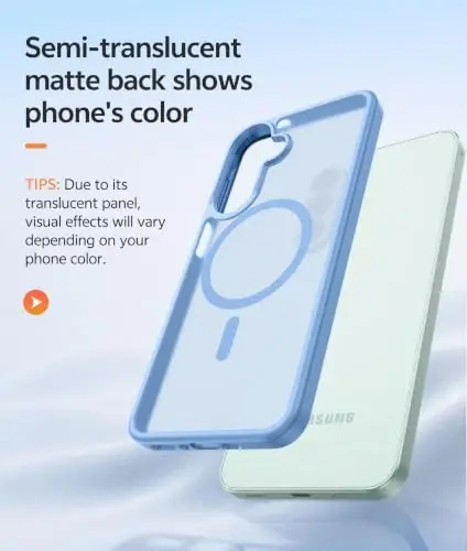Чехол FNTCASE для Galaxy A27 5G: для чехлов Samsung A27 [Совместимость с Magsafe] [Защитное стекло] Защита от падений военного класса, полупрозрачная матовая задняя панель, тонкий противоударный защитный чехол — светло-голубой - 5