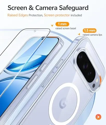 Чехол FNTCASE для Google Pixel 10 Pro: для чехла Pixel 10 [подходит для Magsafe] Прозрачные чехлы против пожелтения с [защитной пленкой для экрана] — ударопрочный защитный магнитный чехол для телефона военного класса - 4