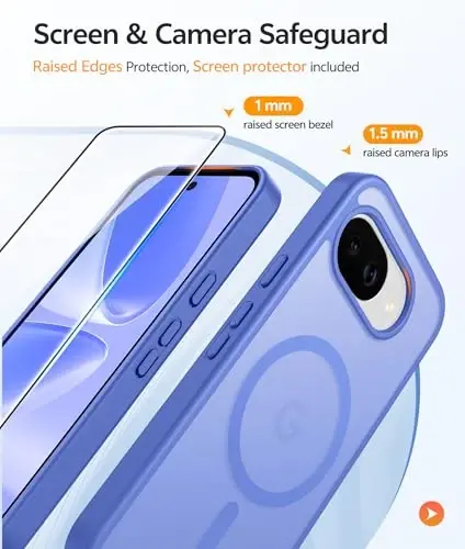 Чехол FNTCASE для Google Pixel 10a: [Совместим с Magsafe] Полупрозрачный матовый чехол с [защитной пленкой] Ударопрочный защитный магнитный чехол военного класса для Pixel 10A — Ультрамарин - 4