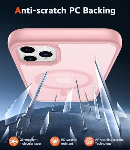Чехол FNTCASE для iPhone 11 Pro-Max: Матовый магнитный чехол, совместимый с Magsafe, тонкий, защита от пожелтения, защита от падений военного класса, прочный защитный полупрозрачный чехол для мобильного телефона (C-Pink) - 5
