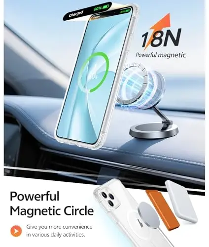 Чехол FNTCASE для iPhone 11 Pro Max: [Совместимость с Magsafe] Прозрачный магнитный чехол для телефона против пожелтения - Противоударный защитный чехол военного класса для iPhone 11ProMax 2019 - Прозрачный - 3