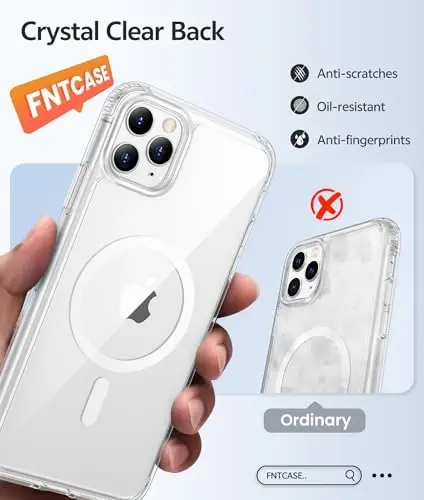 Чехол FNTCASE для iPhone 11 Pro Max: [Совместимость с Magsafe] Прозрачный магнитный чехол для телефона против пожелтения - Противоударный защитный чехол военного класса для iPhone 11ProMax 2019 - Прозрачный - 6