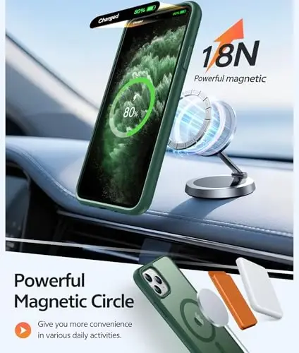 Чехол FNTCASE для iPhone 11 Pro: [Совместимо с Magsafe] Полупрозрачный матовый магнитный чехол для телефона - Защита от падений военного уровня, ударопрочный защитный чехол для iPhone 11Pro 2019 - Зеленый - 3