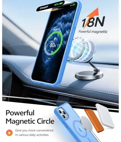 Чехол FNTCASE для iPhone 11 Pro: [Совместимость с Magsafe] Полупрозрачный матовый магнитный чехол для телефона - Защита от падений военного уровня, противоударный защитный чехол для iPhone 11Pro 2019 - Ледяной голубой - 3