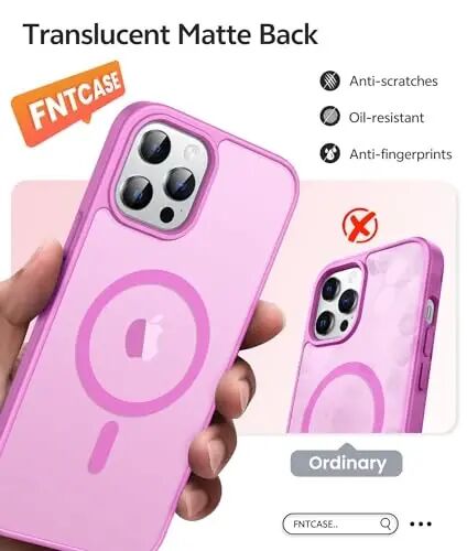 Чехол FNTCASE для iPhone 12 Pro Max: [Совместимость с Magsafe] Полупрозрачный матовый магнитный чехол для телефона — Защита от падений военного класса, ударопрочный защитный чехол — Розовый - FNTCASE