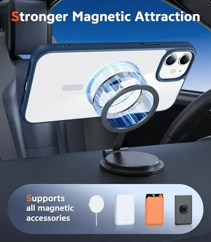 Чехол FNTCASE для iPhone 12: прозрачный чехол для iPhone 12 Pro с поддержкой MagSafe, тонкий, устойчивый к пожелтению, военного класса защиты от падений, прочный прозрачный бампер (B-Blue) - 4