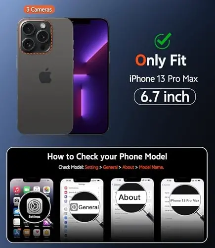 Чехол FNTCASE для iPhone 13 Pro-Max: Матовый магнитный чехол, совместимый с Magsafe, тонкий, защита от пожелтения, защита от падений военного класса, прочный полупрозрачный защитный чехол (C-Black) - 2