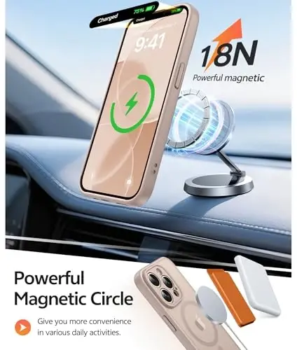 Чехол FNTCASE для iPhone 13 Pro Max: [Совместим с Magsafe] Полупрозрачный матовый магнитный чехол - Армейская защита от падений Ударопрочные защитные чехлы - Пустынное золото - 3
