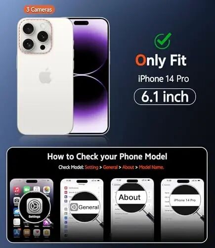 Чехол FNTCASE для iPhone 14 Pro: Прозрачный магнитный чехол с защитной пленкой, совместимый с Magsafe, тонкий, не желтеющий, прочный, ударопрочный (B-Purple) - 2