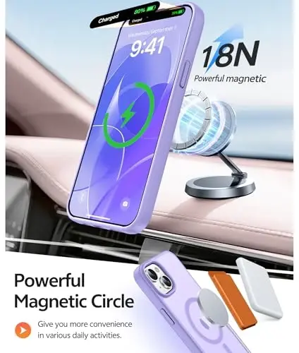 Чехол FNTCASE для iPhone 15 Plus: чехол для iPhone 14 Plus, полупрозрачный матовый защитный чехол военного класса — тонкий, противоскользящий, прочный, ударопрочный, с защитой от падений — светло-фиолетовый - 3