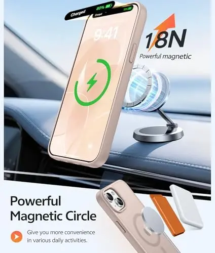 Чехол FNTCASE для iPhone 15 Plus: для чехла iPhone 14 Plus [Совместимо с Magsafe] Полупрозрачные матовые чехлы с [Защитным экраном] Ударопрочный защитный чехол для телефона военного класса - Пустынное золото - 3