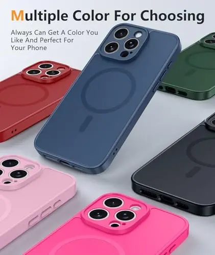 Чехол FNTCASE для iPhone 15 Pro Max: магнитный матовый тонкий ударопрочный чехол с полной защитой камеры — военный стандарт защиты от падений, устойчивый к царапинам, прочный силиконовый защитный чехол - 3