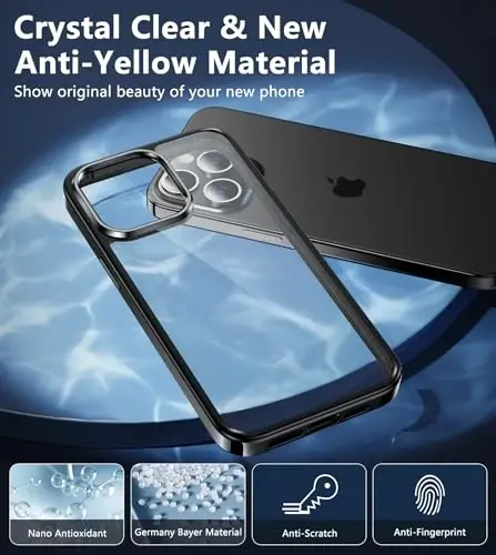 Чехол FNTCASE для iPhone 15 Pro Max: прозрачный чехол, совместимый с Magsafe, тонкий, защита от пожелтения, военный стандарт защиты при падении, прочный ударопрочный защитный прозрачный чехол для телефона (D-Black) - 3