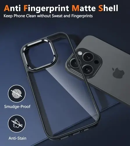 Чехол FNTCASE для iPhone 15 Pro: прозрачный чехол для телефона, совместимый с Magsafe, тонкий, защита от пожелтения, защита от падений военного уровня, прочный защитный прозрачный чехол для мобильного телефона (D-Black Transparent) - 4