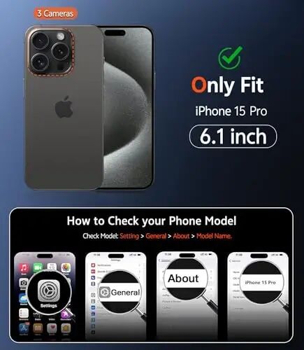 Чехол FNTCASE для iPhone 15 Pro: Прозрачный магнитный чехол с защитной пленкой, совместимый с Magsafe, тонкий, против пожелтения, прочный, ударопрочный, защитный прозрачный чехол (B-Черный) - 2