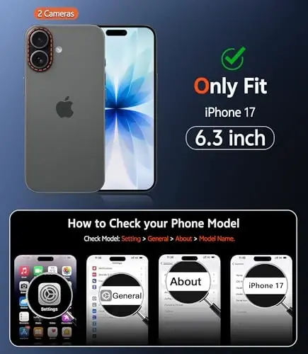 Чехол FNTCASE для iPhone 17 матовый: магнитный полупрозрачный чехол с защитой экрана и линз, прочный текстурированный противоударный тонкий корпус 6,3 дюйма (C-Black) - FNTCASE (1)