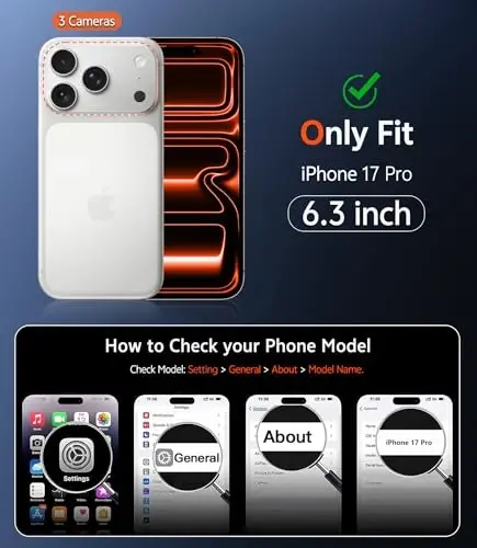 Чехол FNTCASE для iPhone 17 Pro: прозрачный магнитный чехол с защитным стеклом, совместимый с Magsafe, тонкий, устойчивый к пожелтению, прочный противоударный прозрачный чехол для мобильного телефона (оранжевый) - 2