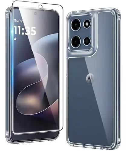 Чехол FNTCASE для Moto G 2026/2025: Чехол для Moto G Play 2026, нежелтеющий, противоударный, защитный, прозрачный, тонкий, 6,7 дюйма (прозрачный) 